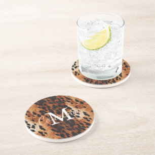 Dessous De Verre En Grès Monogramme Brown de vache