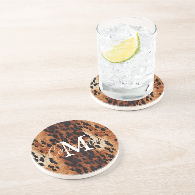Dessous De Verre En Grès Monogramme Brown de vache (Côté)