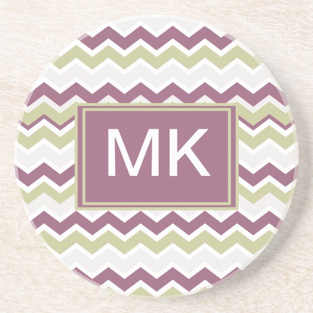 Dessous De Verre En Grès Monogramme Chevron Brick (Devant)