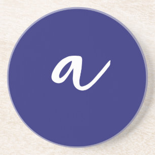 Dessous De Verre En Grès Monogramme clair minimaliste couleur bleu minuit