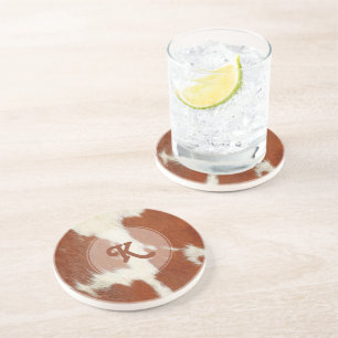 Dessous De Verre En Grès Monogramme de covaches à l'apparence réaliste blan