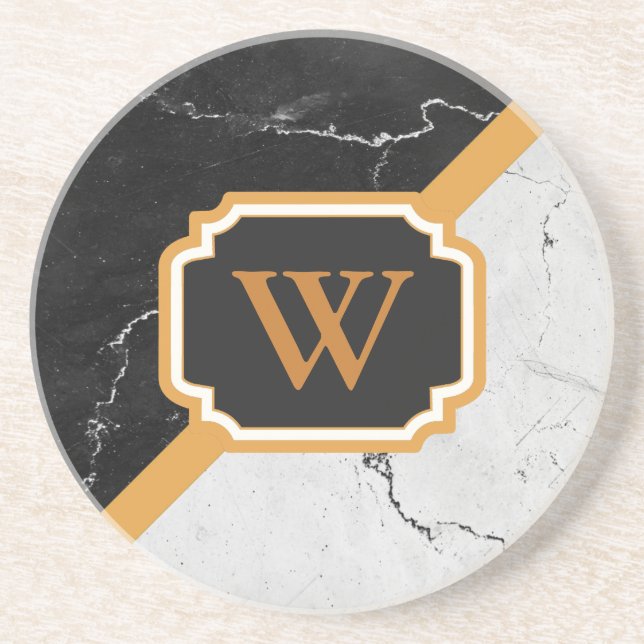 Dessous De Verre En Grès Monogramme de marbre (Devant)