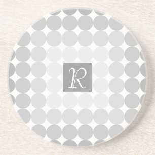 Dessous De Verre En Grès Monogramme des cercles gris modernes