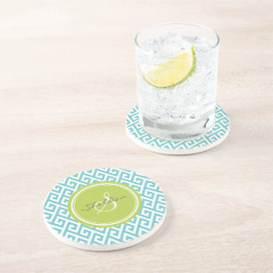 Dessous De Verre En Grès Monogramme géométrique de motif d'abrégé sur c