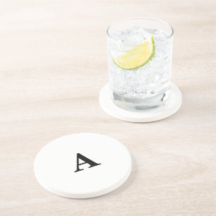 Dessous De Verre En Grès Monogramme Initial Simple Élégant Nom personnalisé