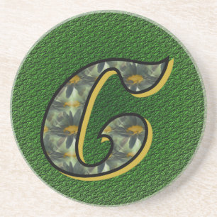 Dessous De Verre En Grès Monogramme Initiale C Fleurs de Marguerites Art