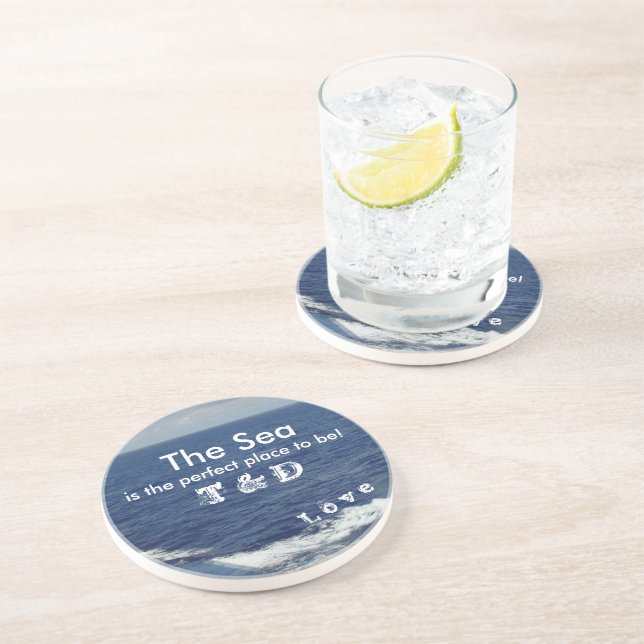 Dessous De Verre En Grès Monogramme Ocean Waves Sand Drick Coasters (Côté)