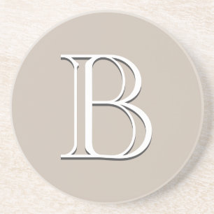 Dessous De Verre En Grès Monogramme personnalisé Tan neutre initial