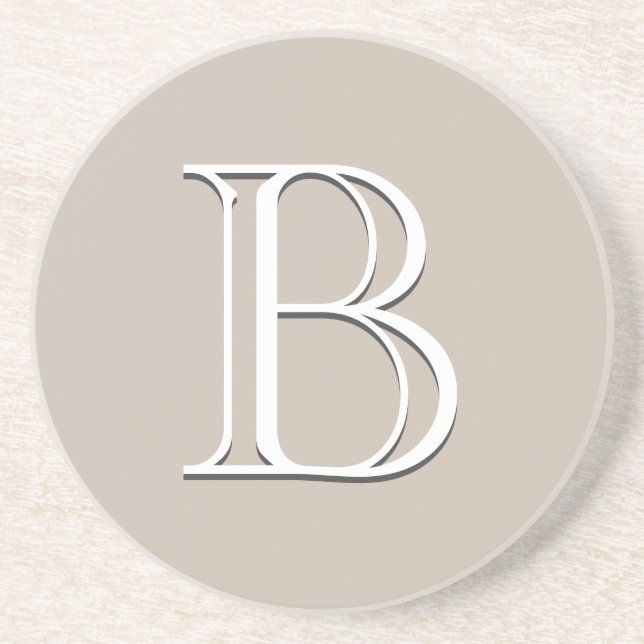 Dessous De Verre En Grès Monogramme personnalisé Tan neutre initial (Devant)
