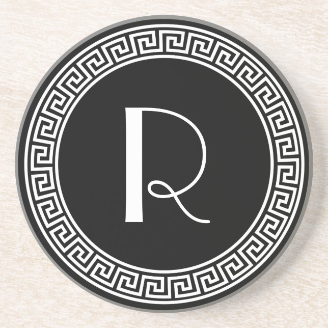 Dessous De Verre En Grès Monogramme principal grec de conception (Devant)