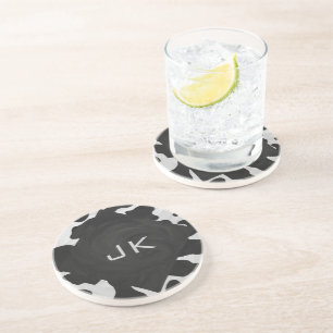 Dessous De Verre En Grès Monogramme vache noir et blanc