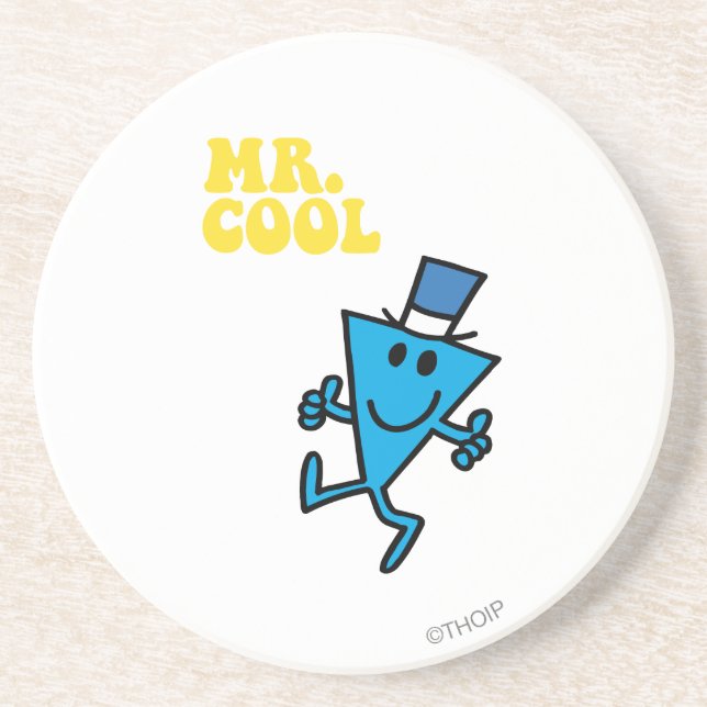 Dessous De Verre En Grès Monsieur le Cool | Lettres jaunes (Devant)