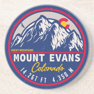 Dessous De Verre En Grès Mont Evans Colorado Retro Sunset Souvenirs
