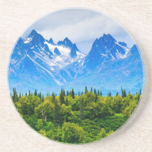 Dessous De Verre En Grès Montagnes majestueuses de l'Alaska (Devant)