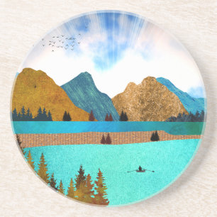 Dessous De Verre En Grès Morning Lake Rower