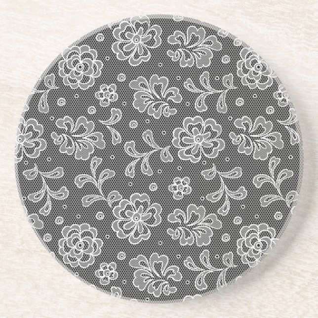 Dessous De Verre En Grès Motif 1 de tissu de dentelle (Devant)
