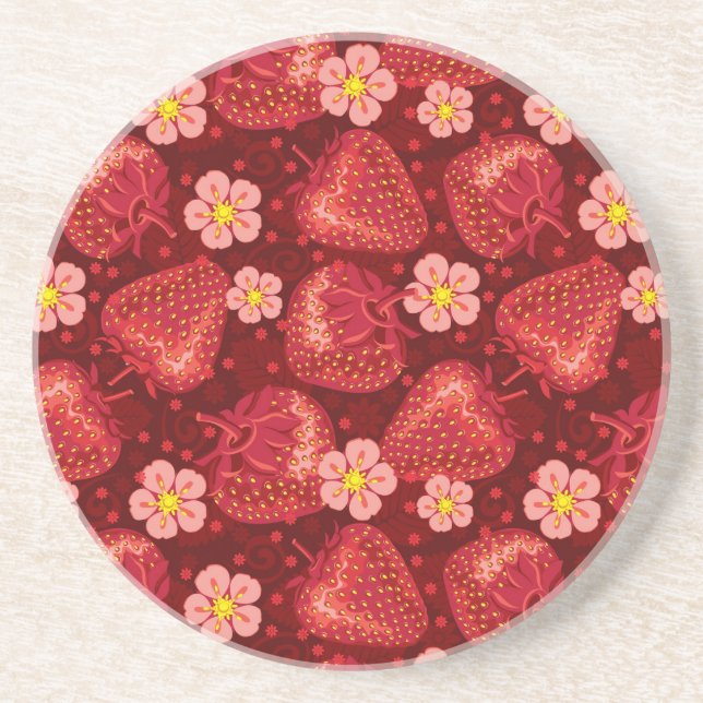 Dessous De Verre En Grès Motif 2 2 de fraise (Devant)