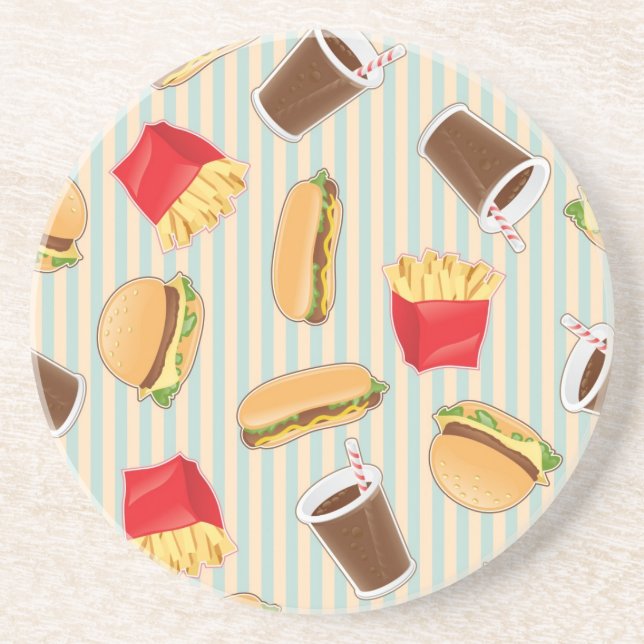Dessous De Verre En Grès Motif 2 d'aliments de préparation rapide (Devant)