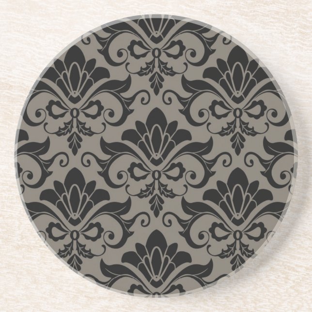 Dessous De Verre En Grès Motif 2 de damassé (Devant)