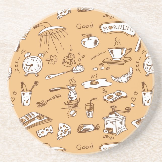 Dessous De Verre En Grès Motif 2 de petit déjeuner (Devant)