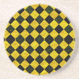 Dessous De Verre En Grès Motif à carreaux noir et jaune