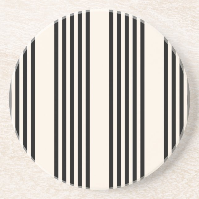 Dessous De Verre En Grès Motif à cinq bandes noir et beige (Devant)