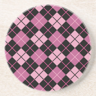Dessous De Verre En Grès Motif à motifs de losanges dans le noir et le ros