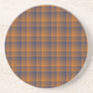 Dessous De Verre En Grès Motif abstrait à carreaux orange et violet