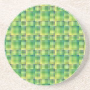 Dessous De Verre En Grès Motif Abstrait à Damier Vert Bleu