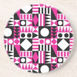Dessous De Verre En Grès Motif abstrait moderne du milieu du siècle.