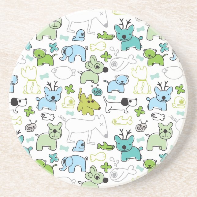 Dessous De Verre En Grès motif animal d'arrière - plan d'enfants (Devant)