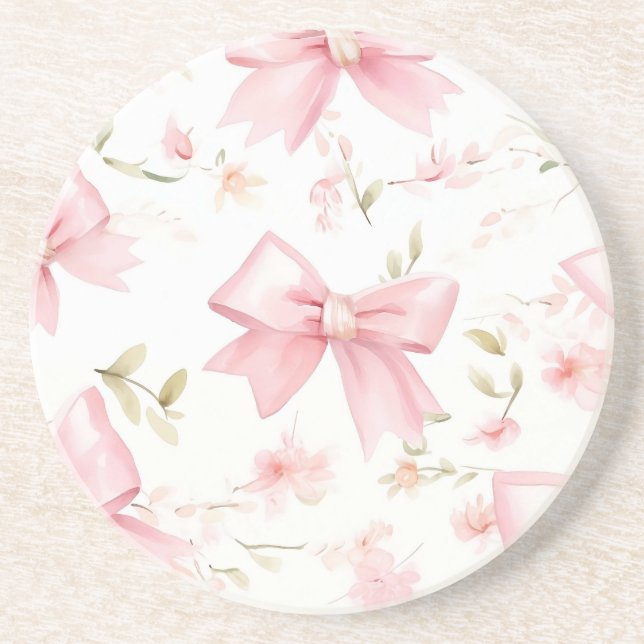 Dessous De Verre En Grès Motif arc rose mignon (Devant)