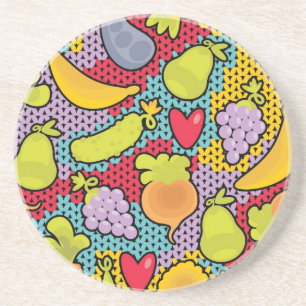 Dessous De Verre En Grès Motif avec des fruits et légumes