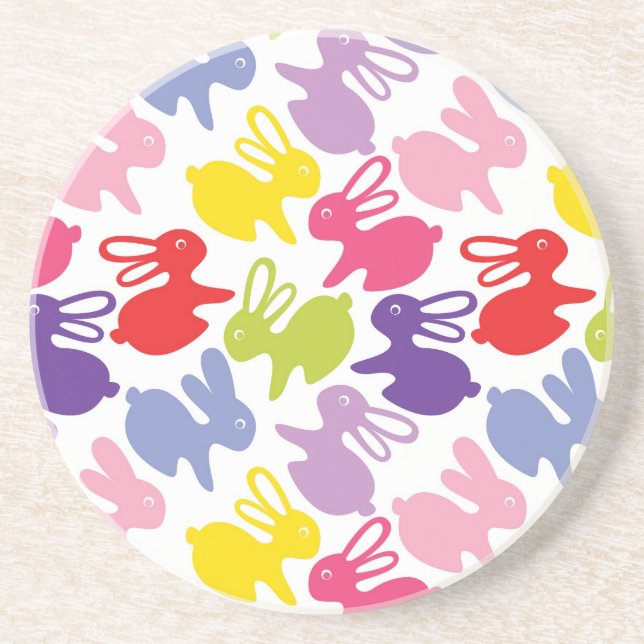 Dessous De Verre En Grès motif avec des lapins de Pâques (Devant)