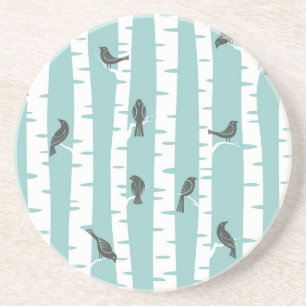 Dessous De Verre En Grès Motif avec des oiseaux et des arbres