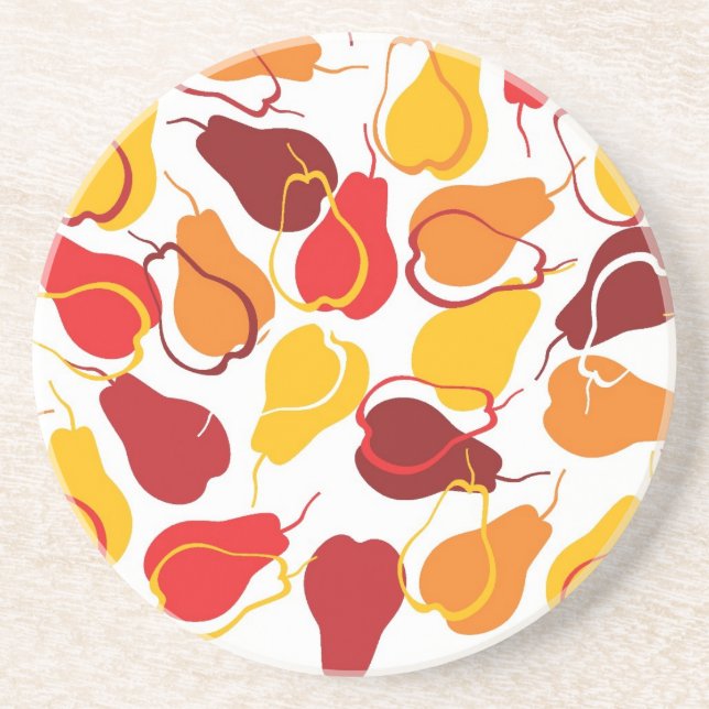 Dessous De Verre En Grès Motif avec des poires (Devant)