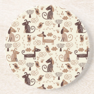Dessous De Verre En Grès motif avec les chiens mignons