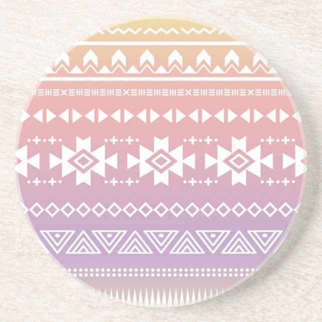 Dessous De Verre En Grès Motif aztèque tribal d'ombre (Devant)