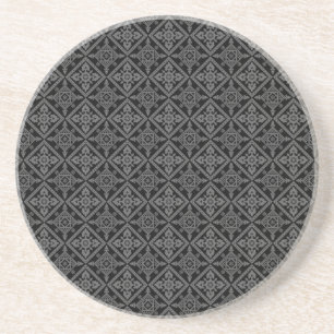 Dessous De Verre En Grès Motif baroque gris sur noir