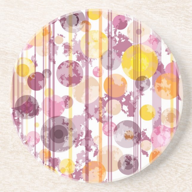 Dessous De Verre En Grès Motif blanc rayé tacheté (Devant)