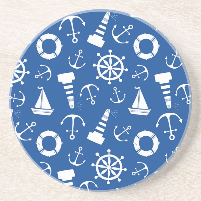 Dessous De Verre En Grès Motif bleu de mer (Devant)