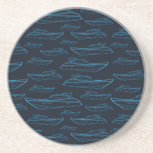 Dessous De Verre En Grès Motif bleu de yacht