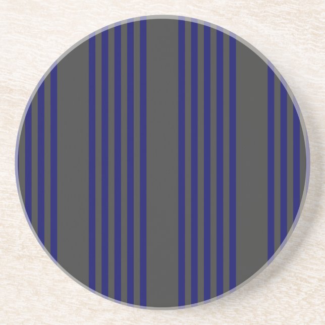 Dessous De Verre En Grès Motif bleu marine et charbon cinq bandes (Devant)