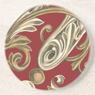 Dessous De Verre En Grès Motif botanique élégant avec le feuillage bronzage