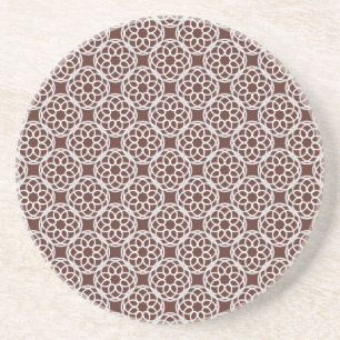 Dessous De Verre En Grès Motif Brown blanc géométrique sans couture