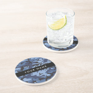 Dessous De Verre En Grès Motif camouflage bleu marine Personnalisez votre n