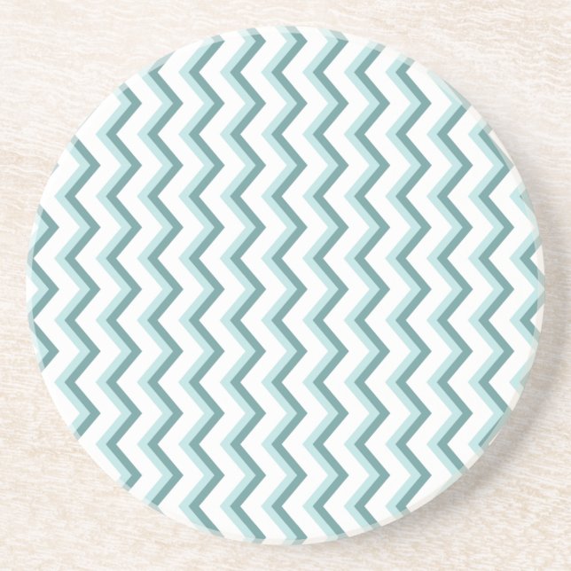 Dessous De Verre En Grès Motif Chevron ZigZag dans Mint Green (Devant)