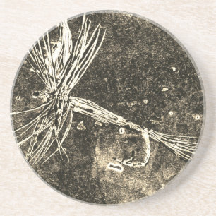 Dessous De Verre En Grès Motif classique à mouches sèches pour la pêche à l