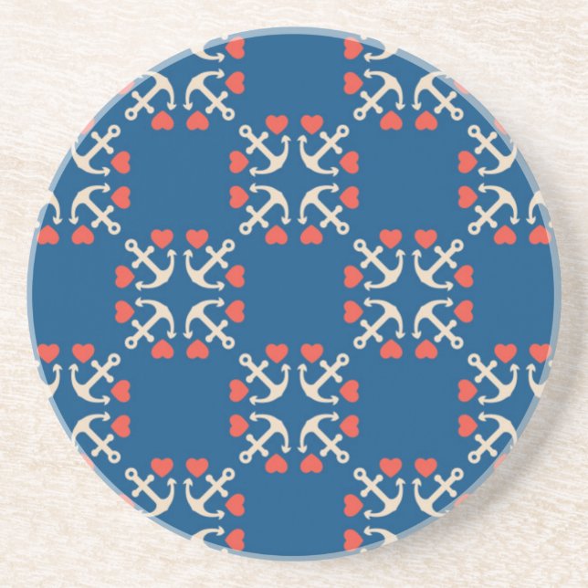 Dessous De Verre En Grès Motif d'Ancre et de coeur (Devant)