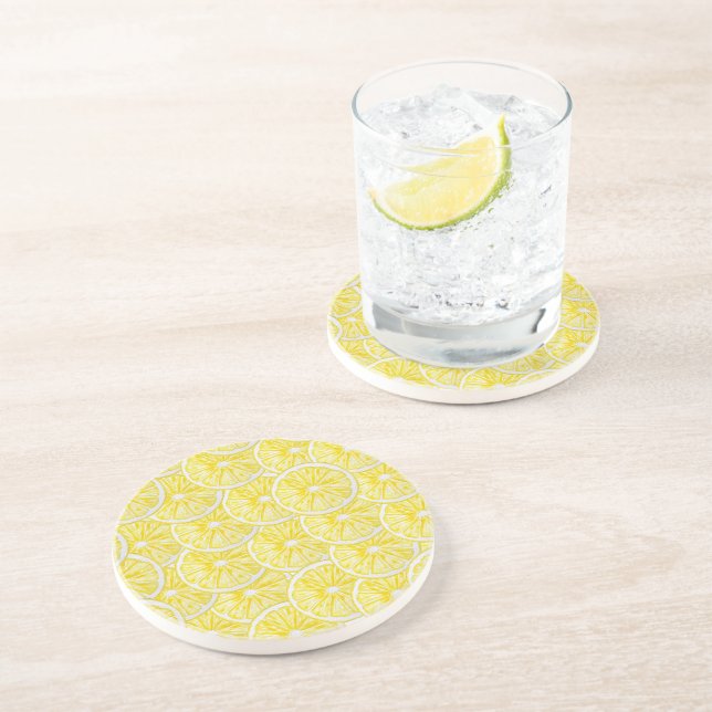 Dessous De Verre En Grès Motif d'aquarelle de tranches de citron (Côté)